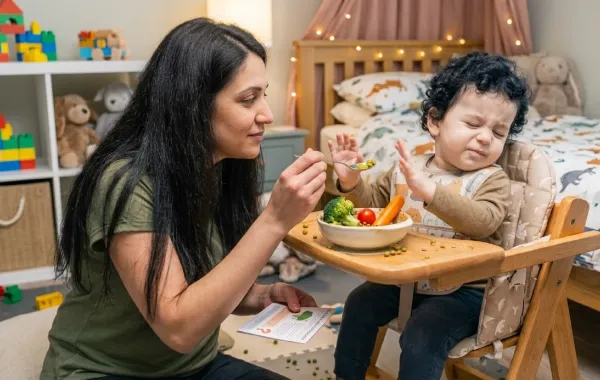 صورة لطفل يرفض تناول الطعام