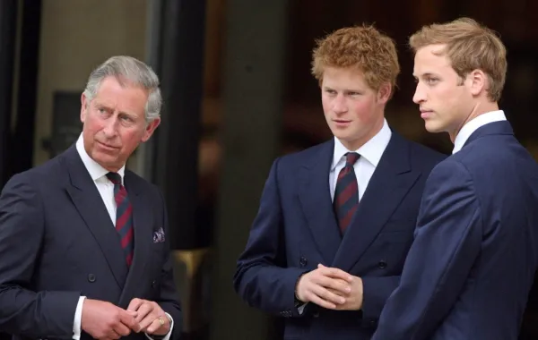 الأمير تشارلز والأمير هاري والأمير ويليام في لندن عام 2007 (Britain's Prince Charles, Prince Harry and Prince William in London 2007)- مصدر الصورة: LEWIS WHYLD / POOL / AFP