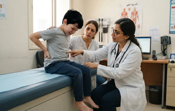 صورة لمراهق يعاني من ألم الظهر
