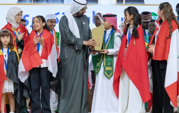 ريان الزكري بعد تتويجه بالمركز الثالث من الشيخ محمد بن راشد  