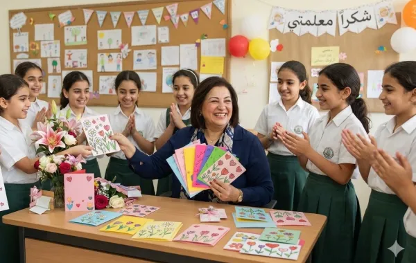 أجمل عبارات يوم المعلم لشكر المعلمين والمعلمات "صورة تعبيرية أُنشئت بالذكاء الاصطناعي"