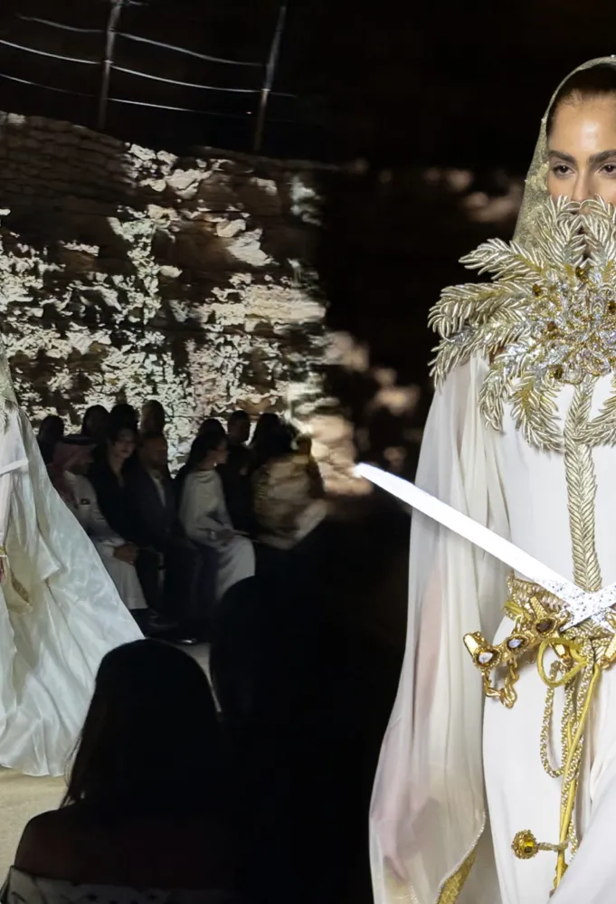 زي من دار عدنان أكبر- الصور من المركز الإعلامي لأسبوع الأزياء في الرياض 