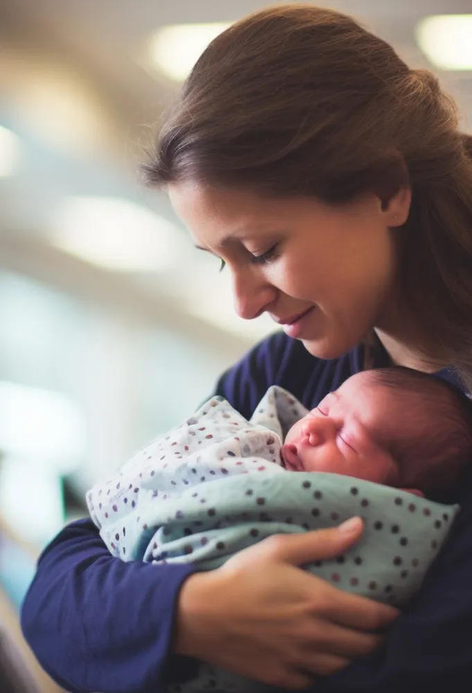 صورة لأم تحمل مولودها بشكل صحيح