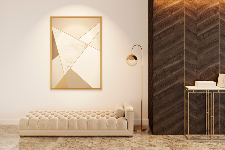 استبدال الخشب وبدائله في تصميم المداخل للمنازل العصرية 2 مدخل أحد البيوت الذي يوضع فيه بديل الخشب على الجدران بالإضافة للمرآة.