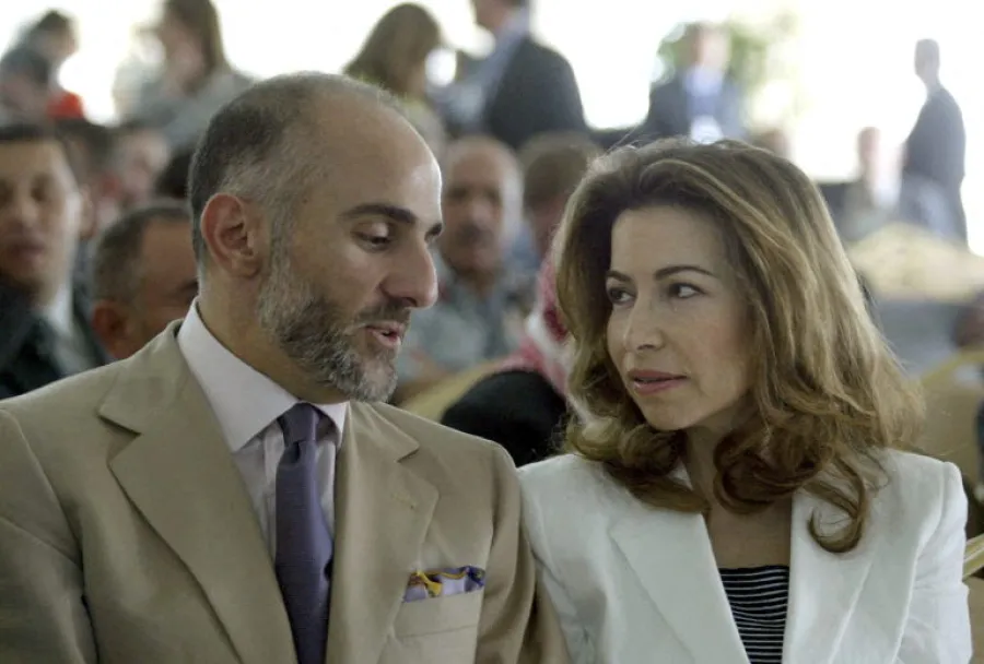 الأمير طلال والأميرة غيداء ( Prince Talal Ibn Mohammad and Princess Ghida  ). مصدر الصورة: JOSEPH BARRAK / AFP