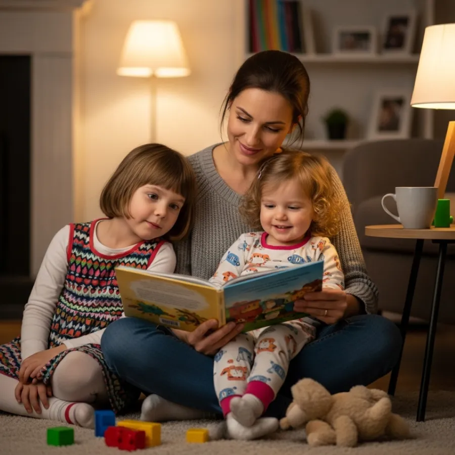 قصص أطفال قبل النوم للبنات الصغيرات- تم تشكيل الصورة عبْر الذكاء الاصطناعي صورة أم تقرأ القصص- تم تشكيل الصورة عبْر الذكاء الاصطناعي