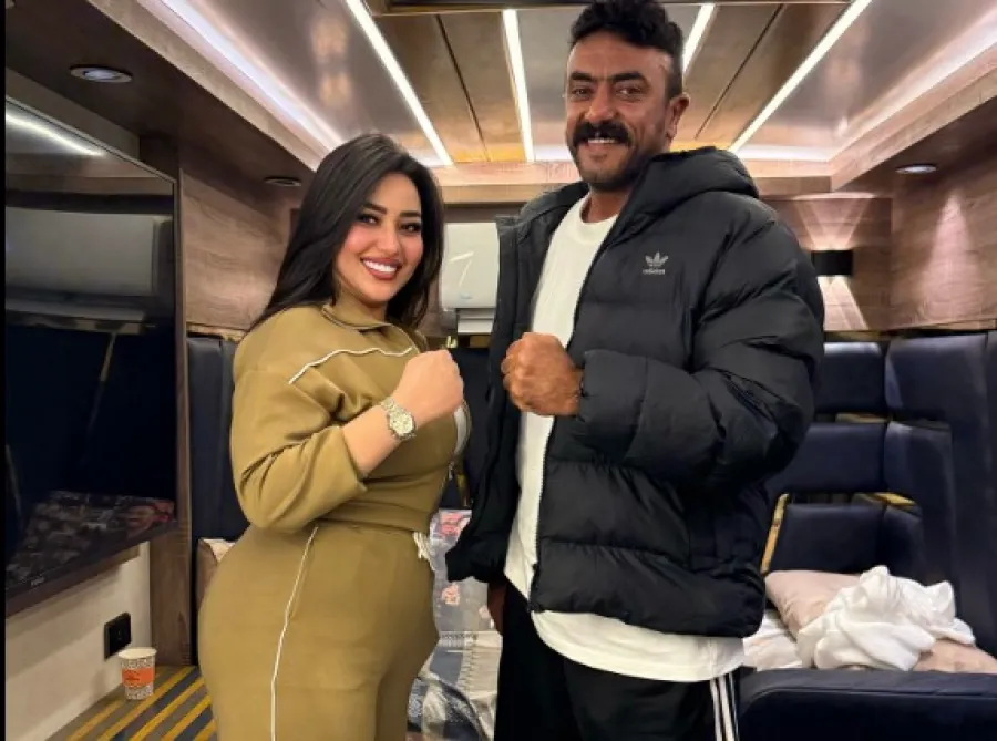 رحمة محسن وأحمد العوضي من كواليس مسلسل فهد البطل - الصورة من صفحتها على فيسبوك