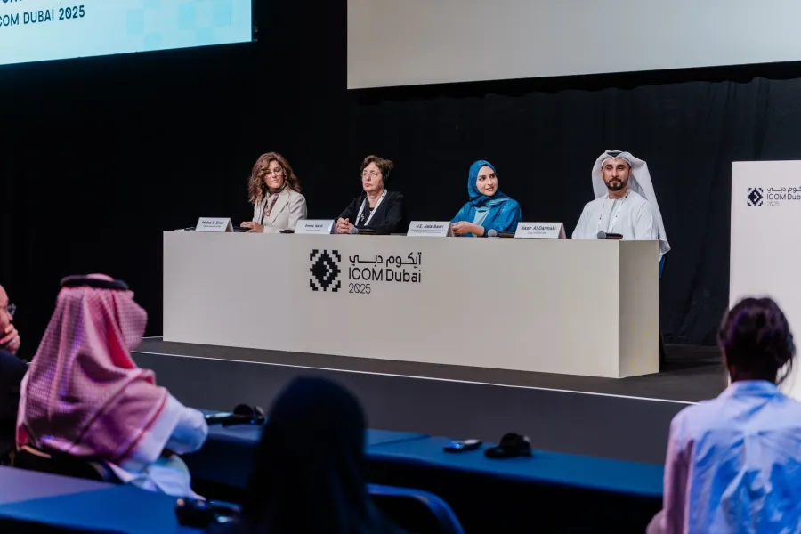 جانب من فعاليات المؤتمر الصحفي للإعلان عن تفاصيل انطلاق فعاليات المؤتمر العام السابع والعشرين للمجلس الدولي للمتاحف آيكوم دبي 2025