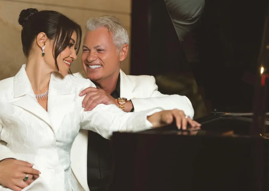 أروى جودة وزوجها - الصورة من مكتبها الصحفي