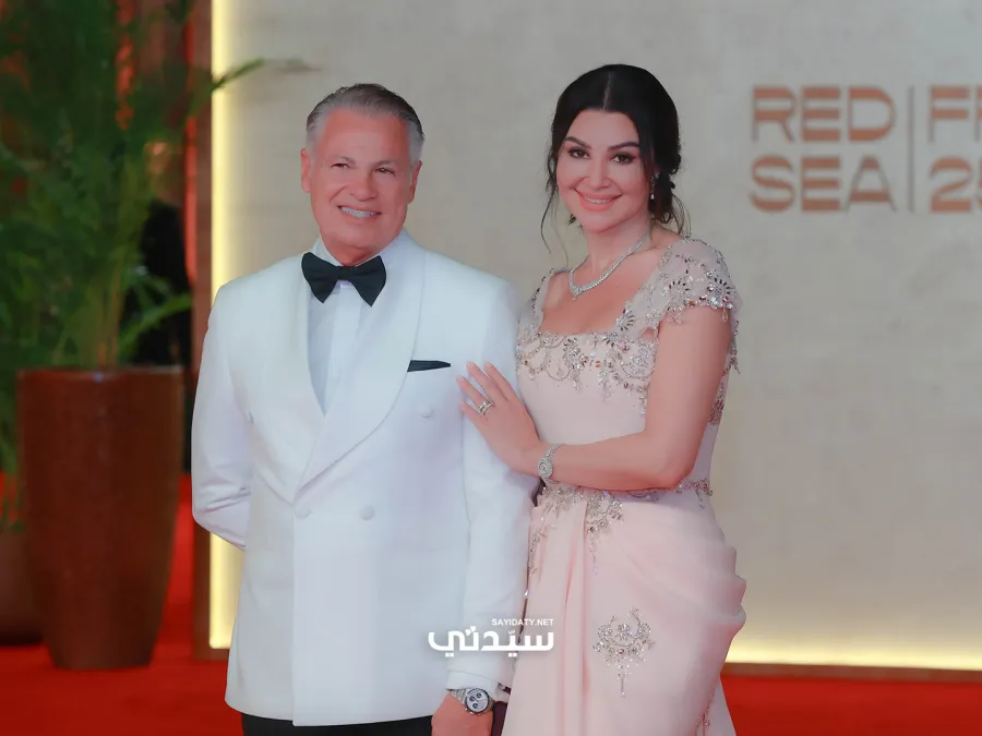 أروى جودة وزوجها من مهرجان البحر الأحمر السينمائي- الصورة خاصة بـ«سيدتي» تصوير عدنان مهدلي