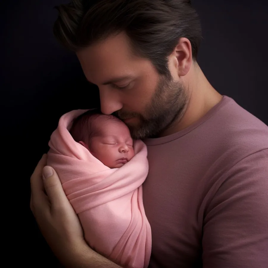 صورة لمولود ينام في حضن والده