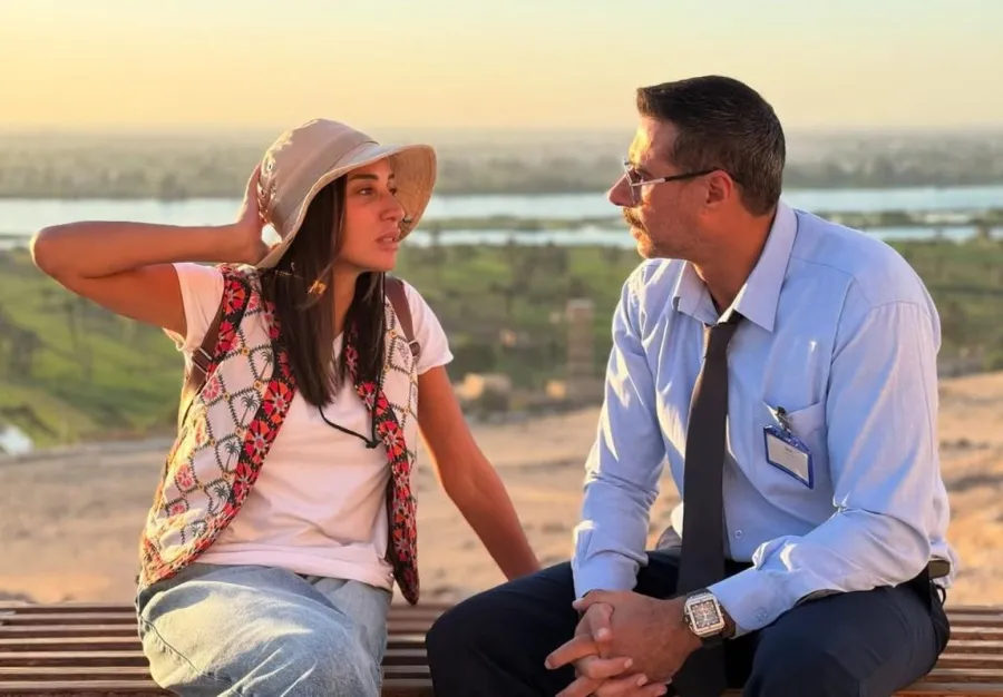 أحمد صلاح السعدني ودينا الشربيني في كواليس لا ترد ولا تستبدل- الصورة من صفحته على إنستغرام