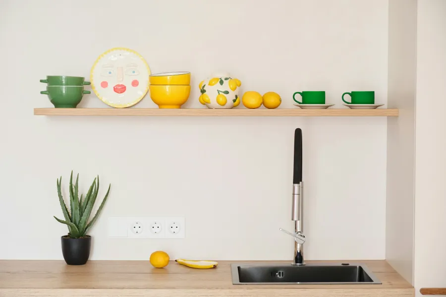 مطبخ مودرن يتزين بنبات الألوفيرا