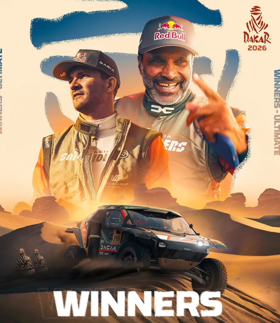 القطري ناصر العطية يفوز برالي داكار السعودية. الصورة من الحساب الرسمي لداكار على منصة x