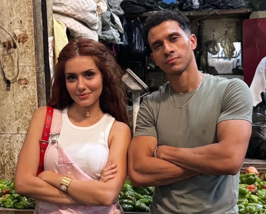 عصام عمر مع جيهان الشماشرجي من مسلسل "بطل العالم" - الصورة من حساب عصام على فيسبوك