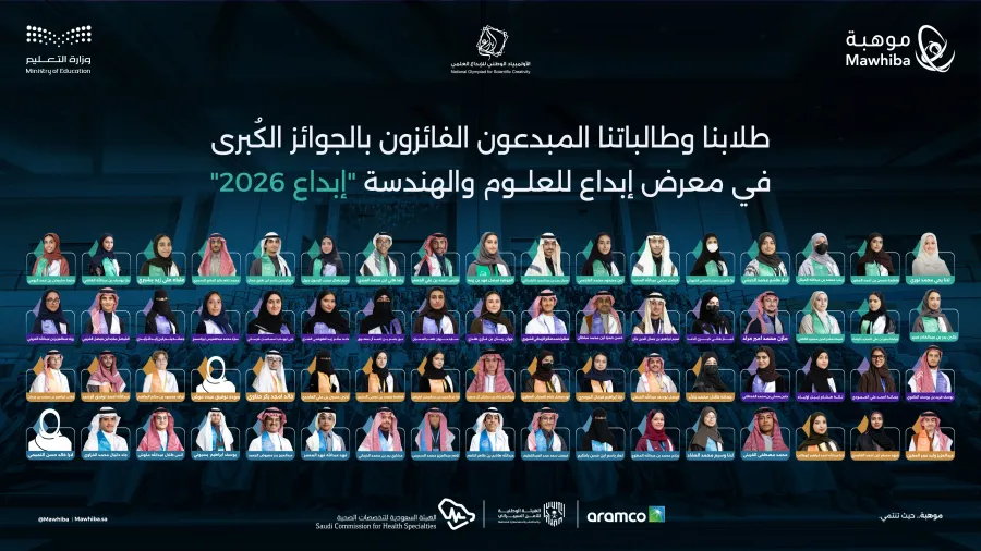 الفائزون والفائزات بإبداع 2026. الصورة من الحساب الرسمي لموهبة على منصة x