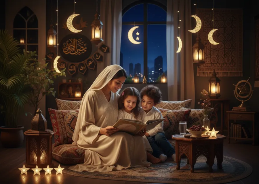 صورة أم تقرأ القصص لأطفالها