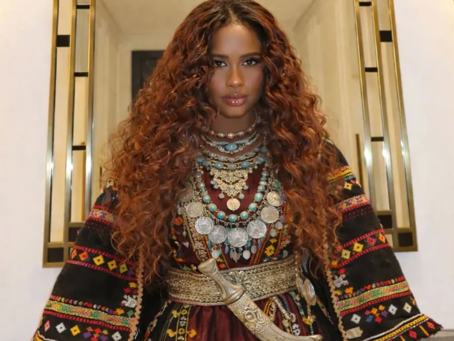 داليا مبارك بإطلالة تراثية بيوم التأسيس 2026 -الصورة من حسابها على إنستغرام