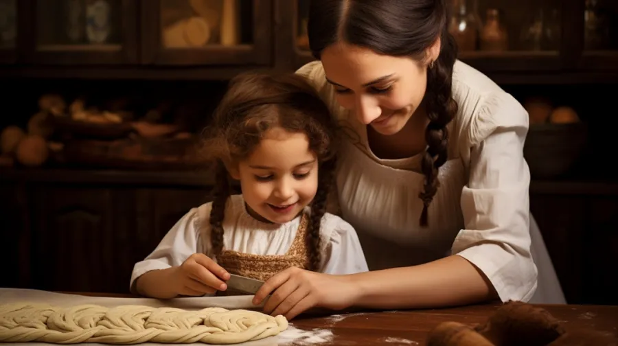 صورة لأم وطفلتها بالمطبخ