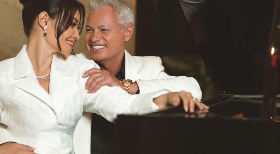 أروى جودة وزوجها - الصورة من مكتبها الصحفي